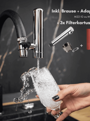 Hydrolife "Cascade" Wasserfilter mit Küchenbrause 1/2" - Jahres-Set