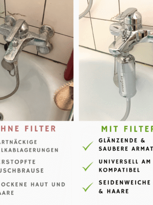Duschfilter Inline Vorher-Nachher